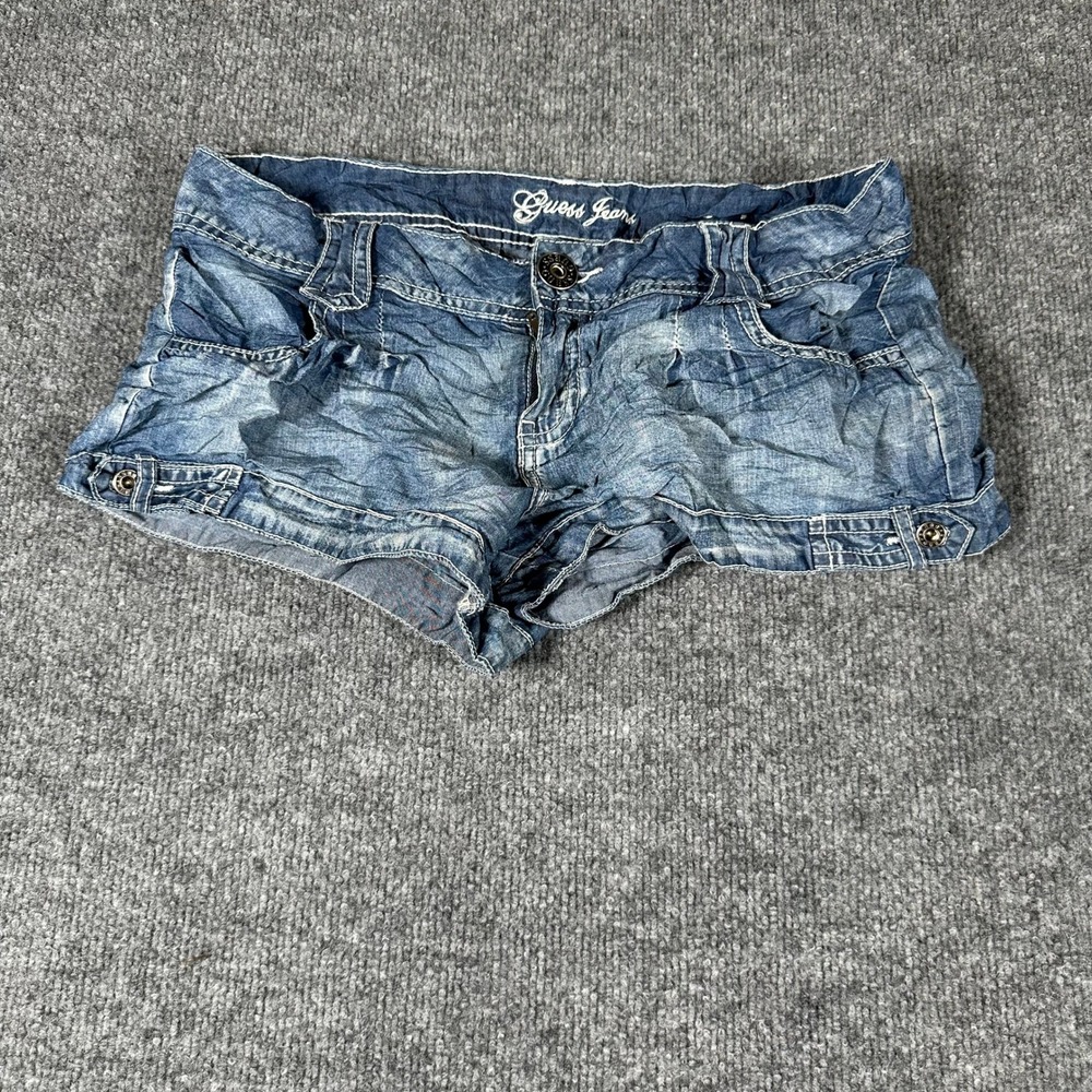 Guess Shorts Womens Size 27 Blue Denim Low Rise Lyocell Blend Casual Y2K 10374